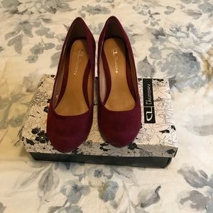 Wine Suede Wedges